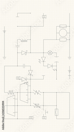 Fotografie Phosphor electronic circuit schematic blueprint patent ink diagram