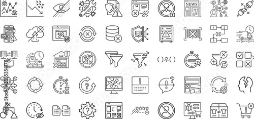 Obraz na płótnie Market decline and data network breakdown outline icons