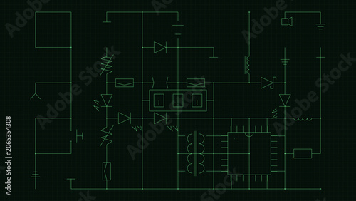 Foto Mono electronic circuit schematic blueprint phosphor crt diagram