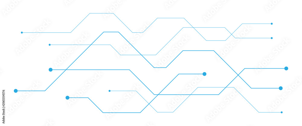 Fototapeta premium Abstract white blue digital technology futuristic circuit board background design. Technology dots lines connect network background.