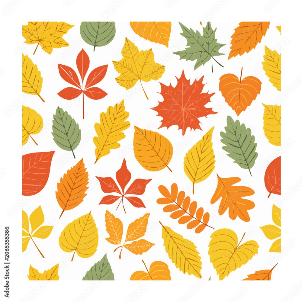 Fototapeta premium Colorful Autumn Leaves Seamless Pattern