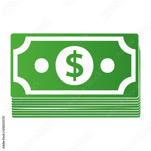 Flat design stack of dollar bills icon