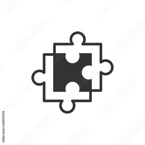 Black and white interlocking puzzle pieces on white background