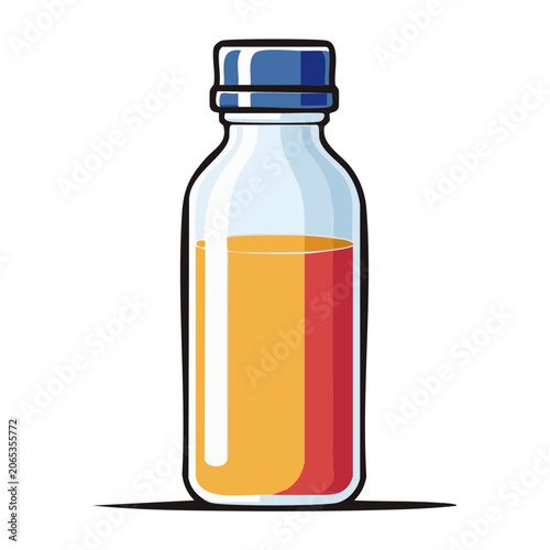 Glass bottle with orange and red liquid illustration