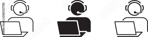 Customer service and support icons linear vector set.