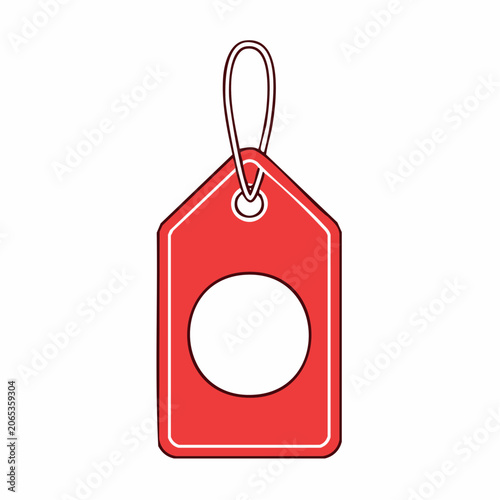 Red Price Tag with Circle Cutout and String
