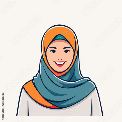 Smiling Woman Wearing a Colorful Hijab