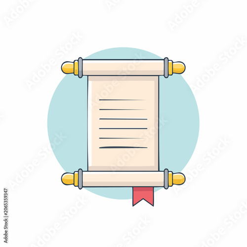 Scroll with Text and Red Ribbon