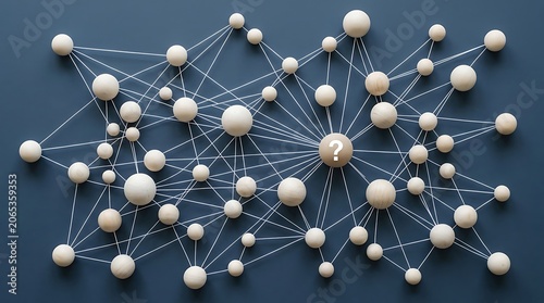 Network of spheres connected by white lines
