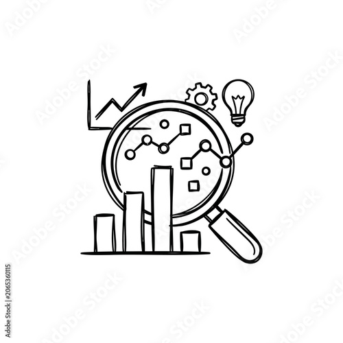 Business Analysis Magnifying Glass Icon.