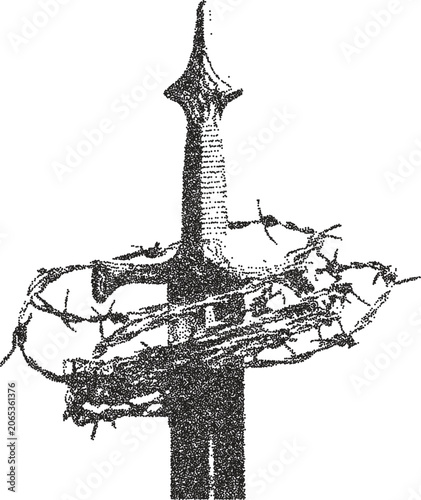 Knife y2k retro stipple art dagger brutalist halftone vector png transparent, sword 2000s photocopy effect tattoo aesthetic