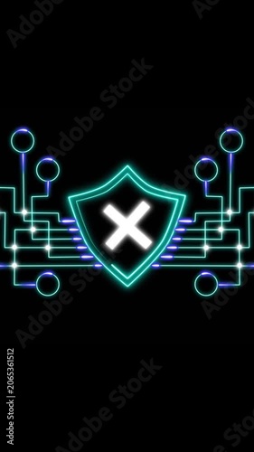 Cybersecurity Shield with Digital Circuitry Illustration