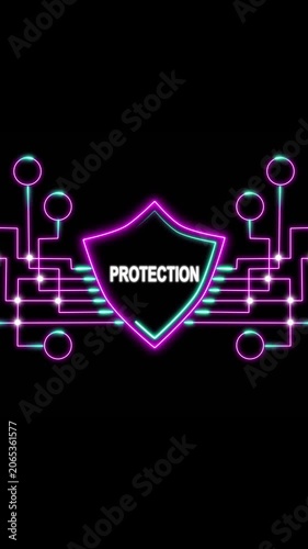 Digital Protection Shield Neon Illustration