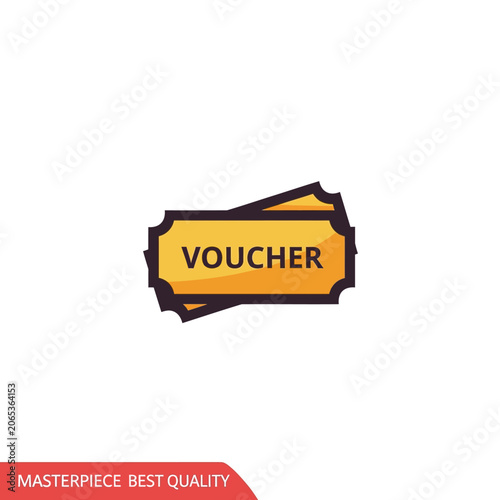 Voucher Illustration - Golden Ticket with Black Border and Bold Text.
