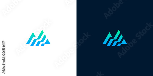 Modern geometric mountain logo icon representing peak growth and technology for business brand identity
