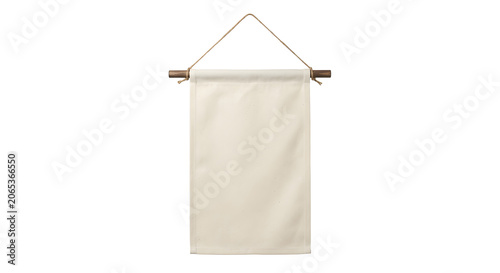 Photos Blank canvas wall hanging banner with wooden dowel