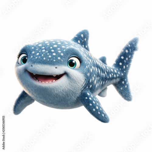 Large blue whale shark swimming happily around in clear tropical ocean water ecosystem