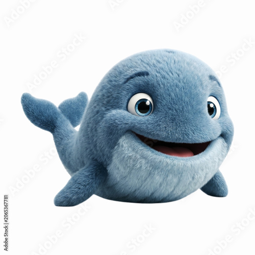 Large majestic blue whale smiling happily while swimming gracefully in deep sea waters