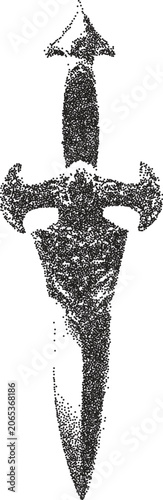 Knife y2k retro stipple art dagger brutalist halftone vector png transparent, sword 2000s photocopy effect tattoo aesthetic