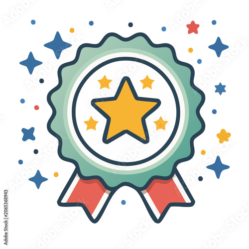 Award ribbon with star and confetti