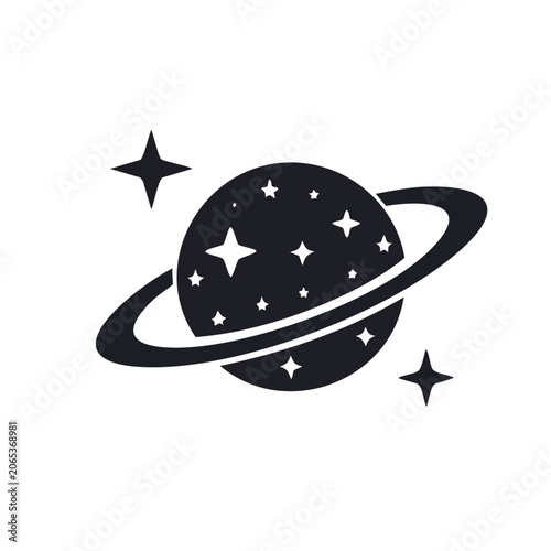 Black star and crescent moon icon