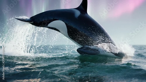 Orca Whale Breaching Ocean