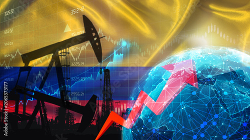 Fotografie Global oil growth with Colombian flag