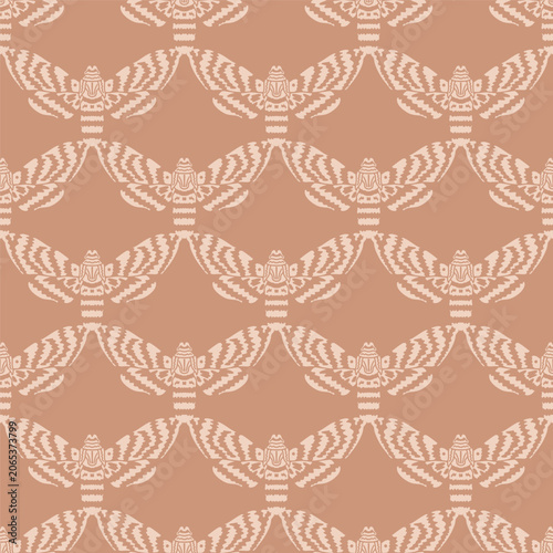 Monochrome Geometric Moths Vector Seamless Patern