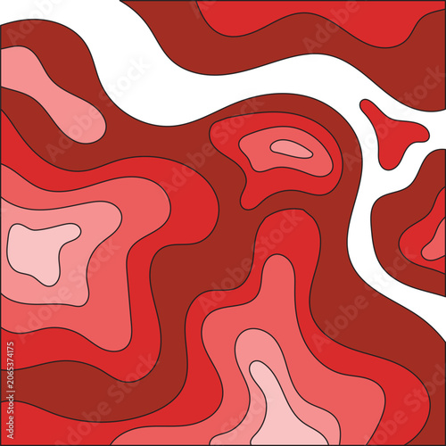 Contour flow red pattern line color fo background
