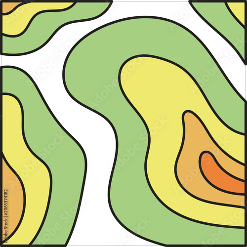 Contour flow yellow and green pattern line color fo background