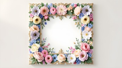 frame with flowers and butterflies