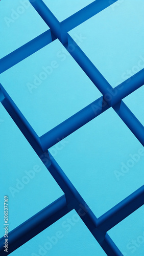 Abstract 3D geometric background with blue cubes and deep shadows for modern technology and business design