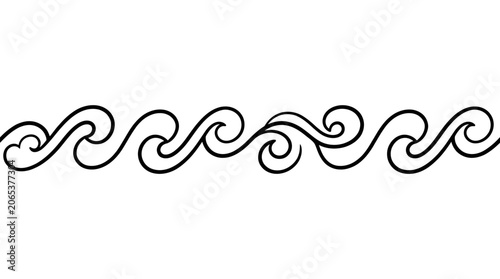 Black swirly wave decorative border design.