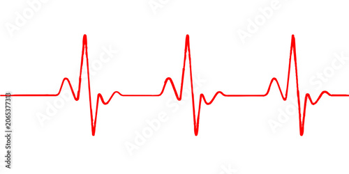 Red Heart with Heartbeat Cardiogram ECG Pulse Line Medical Illustration
