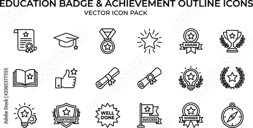 Obraz na plátně Education Achievement Icons Line Style Vector Graphics For Academic Recognition