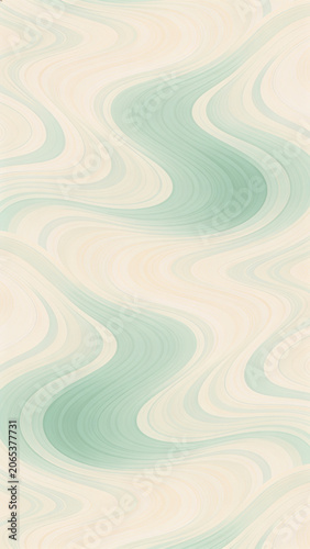 Seamless 3D wavy background with smooth cream and mint green liquid waves for cosmetic and organic design