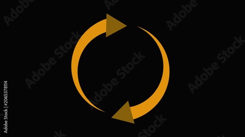 Rotating circular arrows loading icon animation in orange color