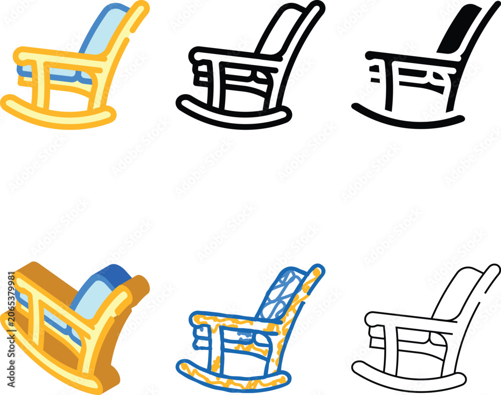 Obraz premium rocking chair outdoor furniture color icon variations vector. rocking chair outdoor furniture sign. isolated symbol illustration
