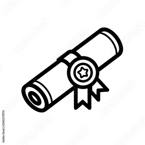Scroll of Achievement: An elegant, hand-drawn illustration of a rolled-up scroll tied with a ribbon and sealed with a circular emblem, symbolizing accomplishment and recognition.