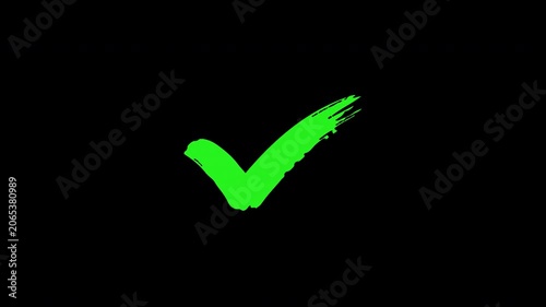 Green Checkmark Brush Stroke Animation with Alpha Channel