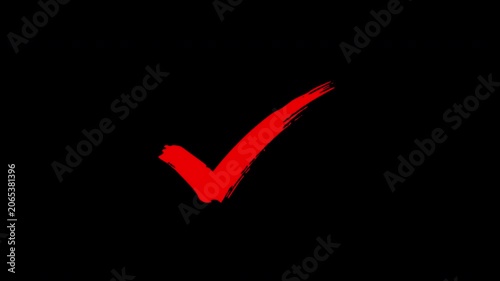 Red Checkmark Brush Stroke Animation with Alpha Channel