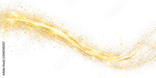 Quadro su tela Flowing golden dust trail with sparkling light particles particle abstract backg