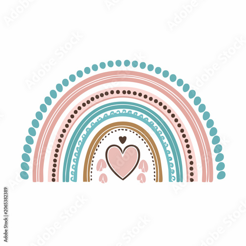 Boho Rainbow with Heart and Flowers