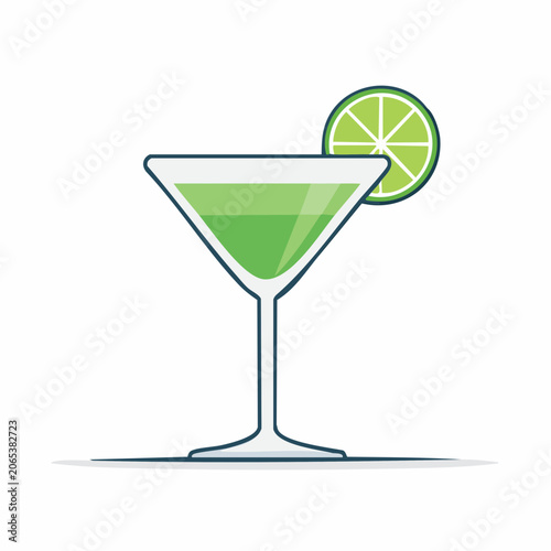 Green Cocktail with Lime Slice