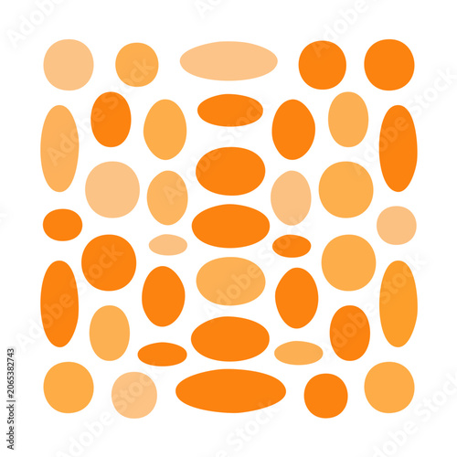 Hexagonal geometric pattern in orange and beige