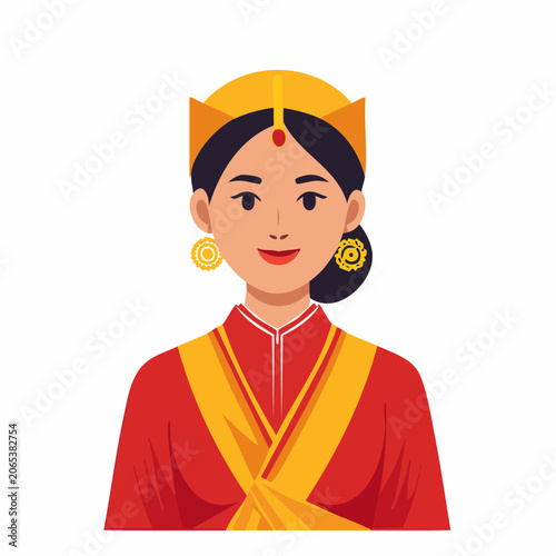 Illustration of a Woman in Traditional Attire