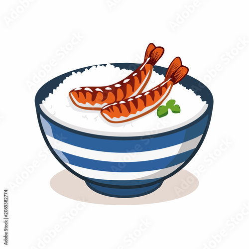 Illustration of Shrimp and Rice Bowl