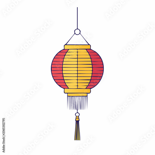 Red and Yellow Chinese Lantern with Tassel