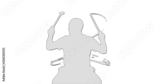 Schilderij op canvas A person holds instruments on a transparent background with tools