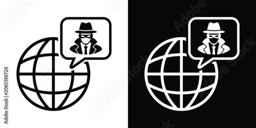 Tableau sur toile Global anonymous communication or chat alert vector icon
